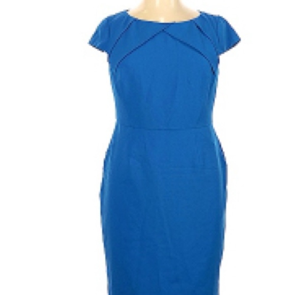 Adrianna Papell Size 16 Cobalt Blue Women's Sheath Midi Dress Fitted Timeless